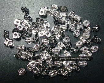 100 Surgical steel earring back butterfly post clutches wire nuts 4x6mm FPE020