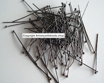 100 Oxidized Black Ball Head Pins, 22 Gauge, 1.5 Inch FPS060B