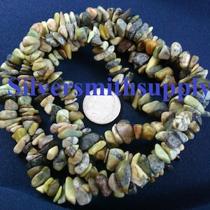 34 Inch Yellow Turquoise (Jasper) chip bead strand small to med size nuggets 2.95 BS050