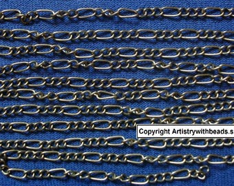 Chaîne de bracelet 3' Ant Bronze pl Chaîne Figaro 8 maillons par pouce 6x3-3 x 2 mm PCH067
