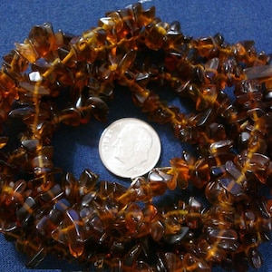 34 in Chocolate brown transparent glass chip beads strand temp strung bs037