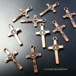 22 mm JESUS Kreuz Charms Ohrringe Anhänger Ame Kupfer Christian 10St CFP176