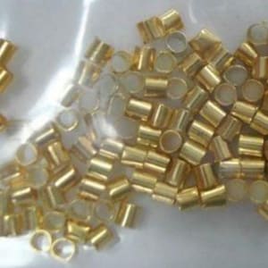 Tube crimp beads Gold plated 2x2mm tube crimp beads 100pcs string necklaces bracelets FPS137