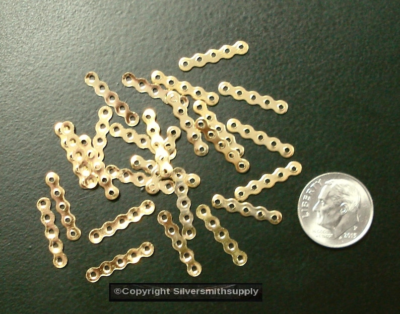 Bracelet spacer bars 5 strand necklaces Gold plt 25pcs Use 4mm beads FPS045 image 2