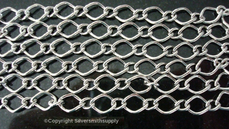 Large Silver plated cable chain 10x8mm dia twist 4 open links in 12ft PCH074