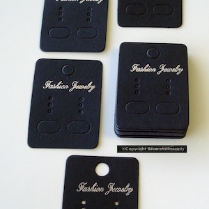 25/100 Zwart "FASHION SIERADEN" gedrukte oorbel sieraden videokaarten voor post clip oorbellen peg hook JD065