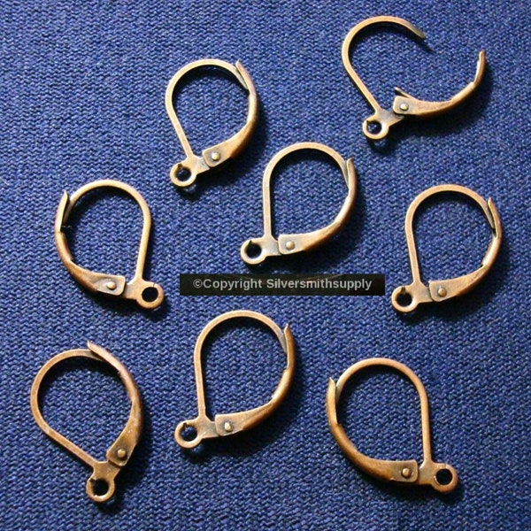 8 Lever back earring findings ant copper plated w/ loop for dangle earrings fph034