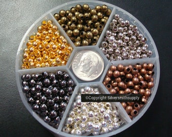 900 perles d'accent rondes entretoises en acier Six Color Pl 4mm FPB181