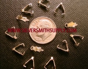 Jewelry Bails, Pinch bail jewelry findings for pendants, brillollettes, tear drop shaped beads Silver Plated Metal  FPS021