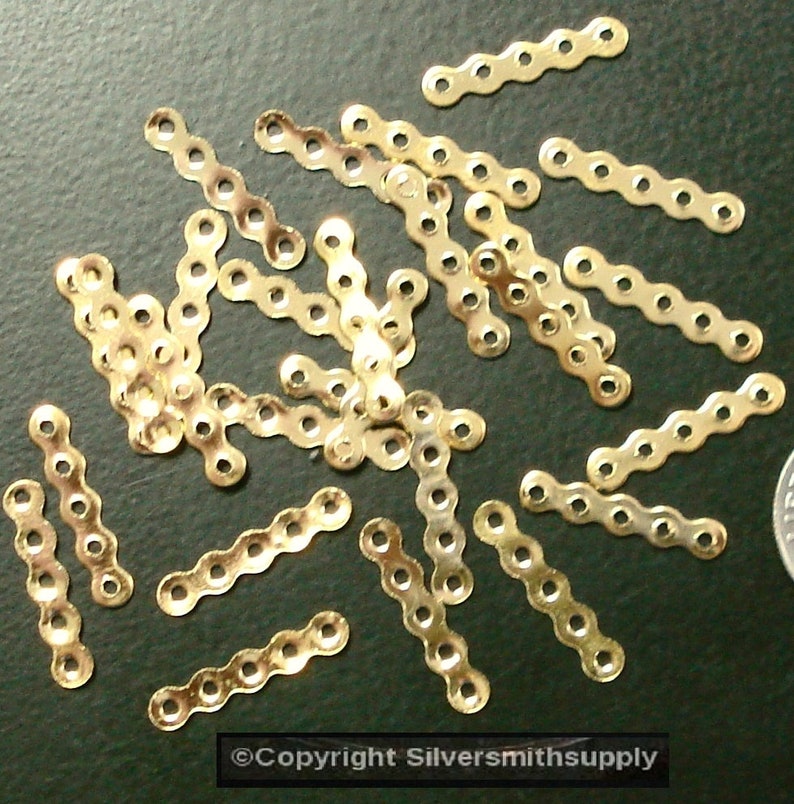 Bracelet spacer bars 5 strand necklaces Gold plt 25pcs Use 4mm beads FPS045 image 1