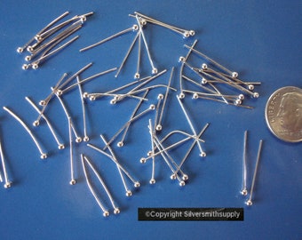 BALL HEAD pins SILVER plt Jewelry dangle head pins 3/4 in 50pcs FPS165