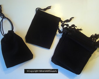 小物 Ri Jewelry Gift Bags Draw String Black Velveteen 3 1/2