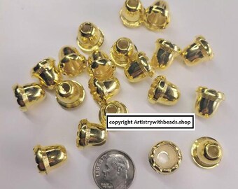 20 Cones Tassel Crafts Jewelry Making Gold Pl ABS 17mm Necklace Cord Ends FPB104