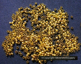 20/100/500 Crimps Gold plated 2x1.5mm round crimp beads bead findings FPS097