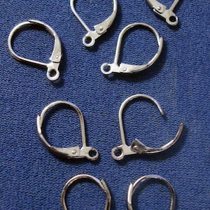 8 Lever back earring findings gunmetal black open loop dangle earrings FPE036