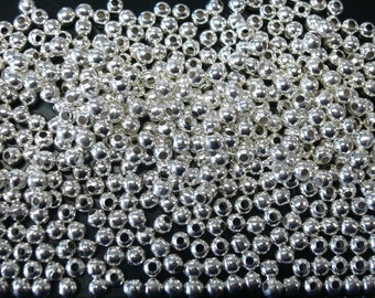 Beads spacers filler beads Sterling Silver plated 4mm (approximately) seamed smooth round spacer beads 500 pc lot FPB033