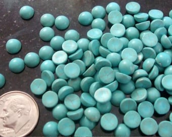 4 pcs Turquoise craie turquoise traité cabochons 6mm rond .85 ea CB012