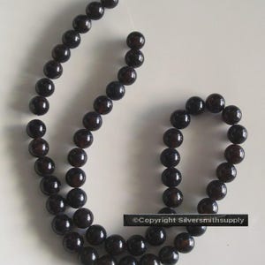 Natural black onyx 8mm round bead 16&quot; strand 50 beads per strand BS095
