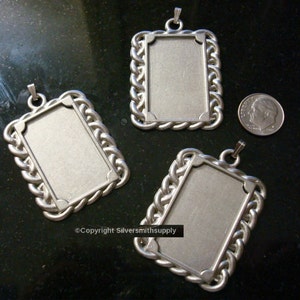 3 PHOTO FRAME Pendants - Metal Picture frame pendant add personal photo &quot;Wearable Art&quot; PFG020