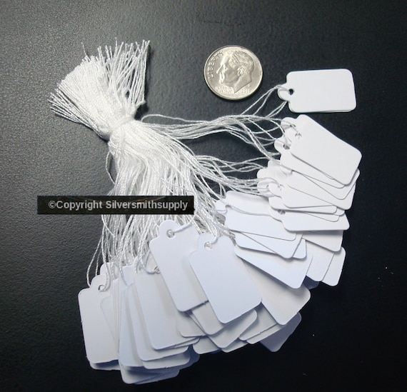 500 White Paper Jewelry Price Tags Write on Label String Attch 3/4 X 1/2  PT007B 