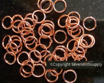 Dark Rose gold plated open jump rings 7mm diameter round wire 20 ga 50 pcs fpj086