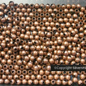 Copper plated 4mm seamed smooth round spacer beads 500 pc lot FPB008C