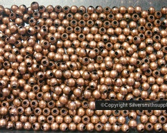 Copper plated 4mm seamed smooth round spacer beads 100 pc lot FPB008