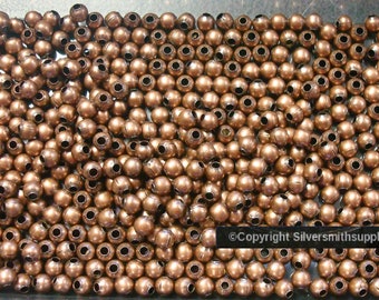 Copper plated 4mm seamed smooth round spacer beads 500 pc lot FPB008C