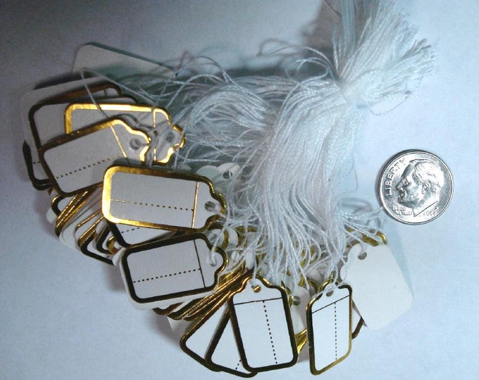 100 Gold Foiled Paper Price Tags With String for Attachment Etsy