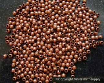 500 Ant Copper plated metal 3mm smooth round spacer beads filler beads fpb216