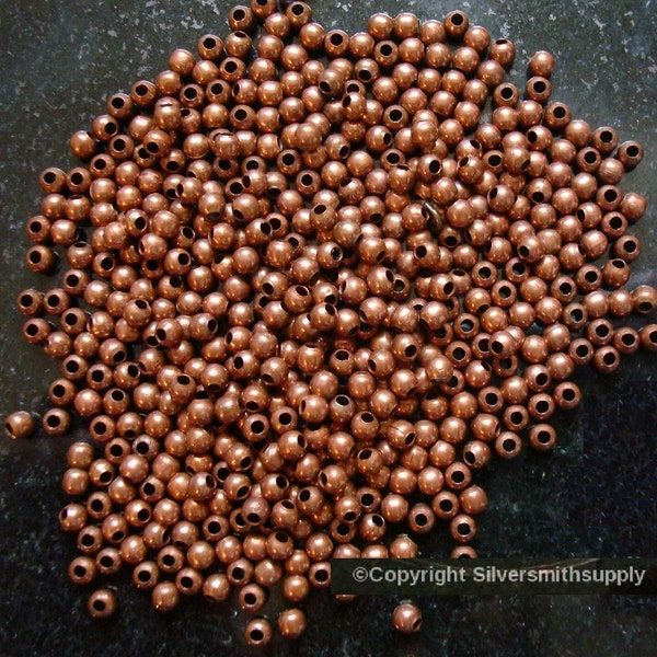 500 Ant Copper plated metal 3mm smooth round spacer beads filler beads fpb216