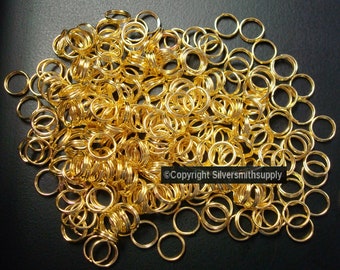 Jewelry links bails split rings8mm Gold plated split rings jump rings 300 pcs charm attachment or clasp FPC021C