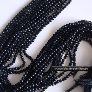 Natural black onyx 3mm round bead 14&quot; strand 120 beads per strand BS096