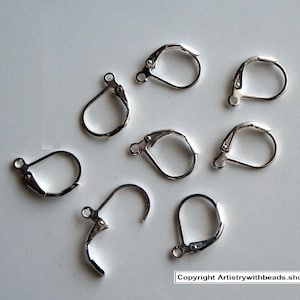 8 Lever back earring findings Silver open loop dangle earrings FPE106