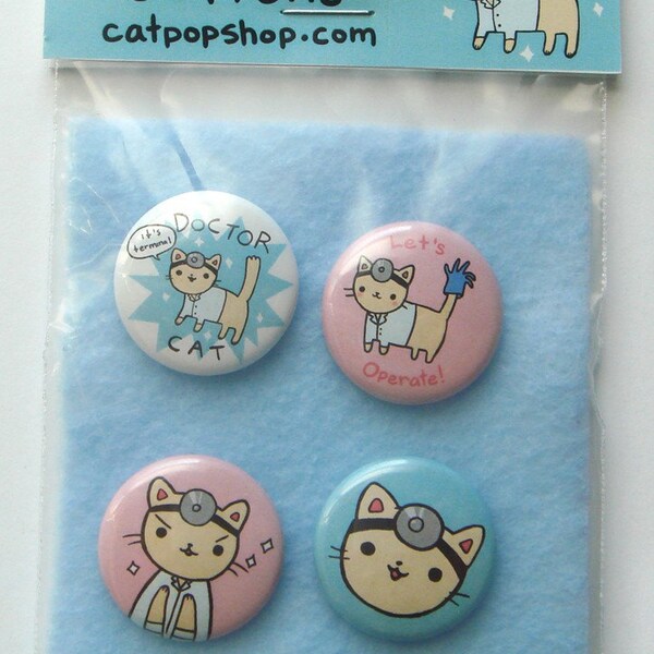 Doctor Cat button set