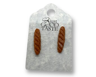 Handmade Resin French Baguette Bread Earrings Miniature Food Novelty Jewelry Unique