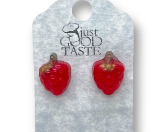 Handmade Resin Raspberry Earrings Miniature Food Novelty Jewelry Fruit Gift