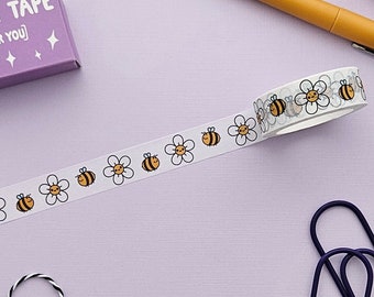 Busy Bee washi tape // cute bee and happy flower