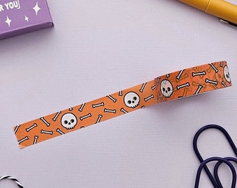 Skull and Bones washi tape // orange and black Halloween tape