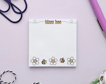 Busy Bee sticky notes // cute bee and happy flower