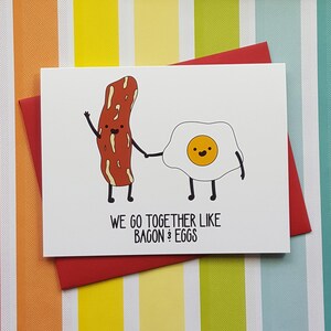 Vamos juntos como tocino y huevos tarjeta // amantes del desayuno