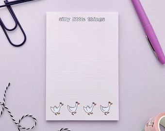 Silly Goose notepad // goose with silly hat on