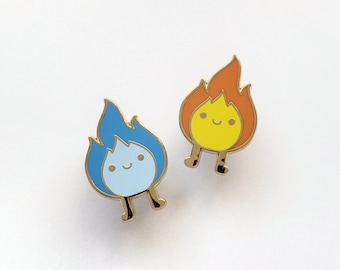 will o' the wisp // fire spirit enamel pin // choice between blue or orange flame