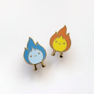 will o' the wisp // fire spirit enamel pin // choice between blue or orange flame