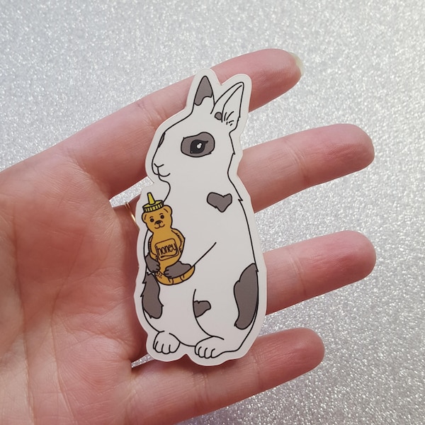 You're my honey bunny vinyl sticker // rabbit holding honey bottle // weatherproof // scratch resistant