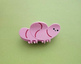 Twirly Worm hair clip // pink worm clippy
