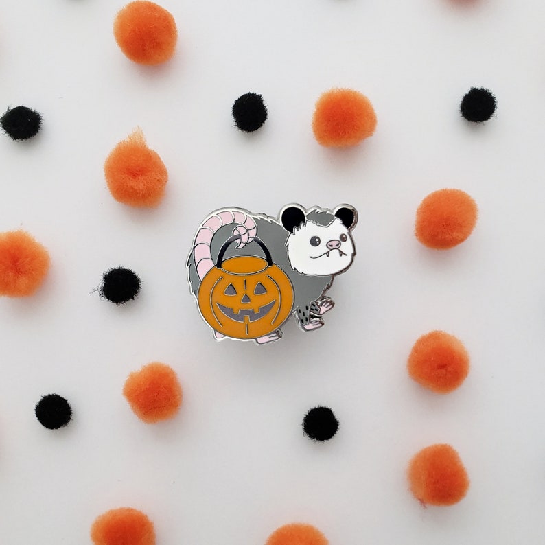 Trick-or-Treat Possum enamel pin // halloween pin image 1