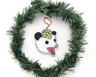 Possum with Bow ornament // cute acrylic ornament