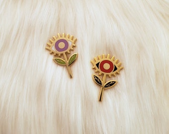 evil eye flower hard enamel pin