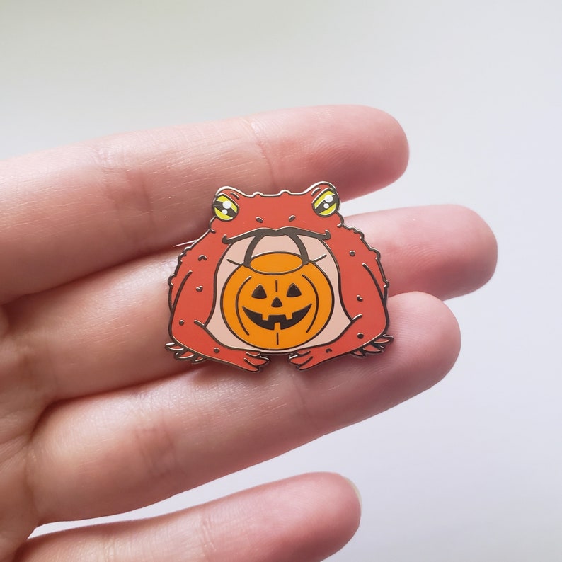 Trick-or-treat Toad // Red or Black Toad Holding Pumpkin - Etsy